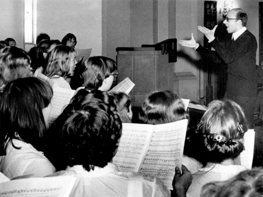 Christfried Brödel mit der Meissner Kantorei 1982, Foto Strehlow