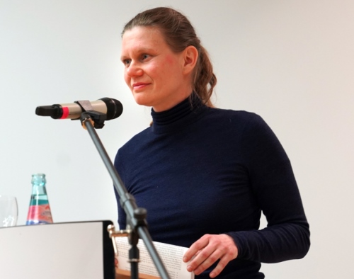 Kerstin Preiwuß, 29.4.2023 Literaturhaus Leipzig, Foto: Klaus Michael Kerstin Preiwuß, 29.4.2023, Literaturhaus Leipzig, Foto: Klaus Michael
